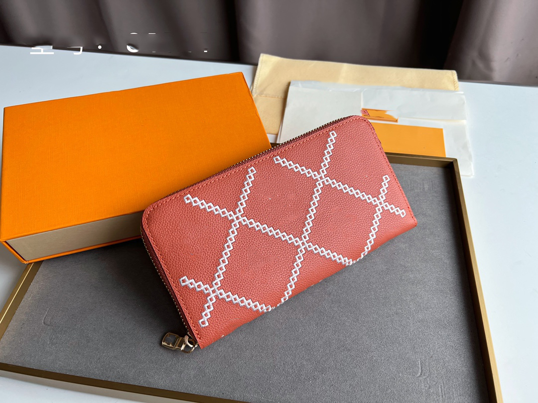

2021Women walletss Womana Fashiona designers Wallet High Quality purses clutch fashion Date Code Original box purse woman lady 1141, Pink