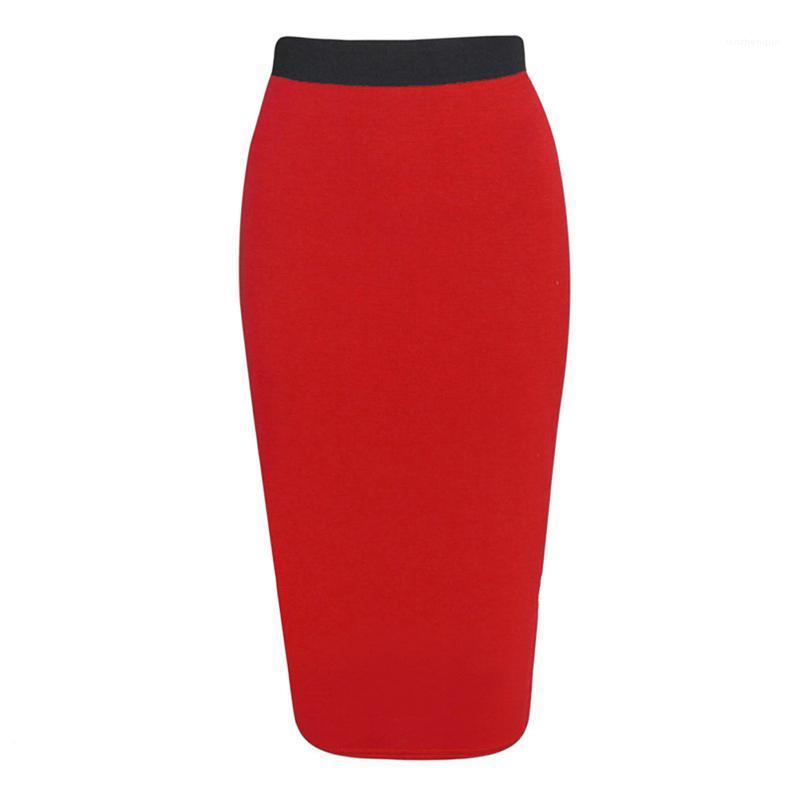 

Skirts Elegant High Waist Midi Skirt For Women 2022 Plus Size Office OL Pencil Slit Black Red Blue Stretch Bandage Womens, Gray