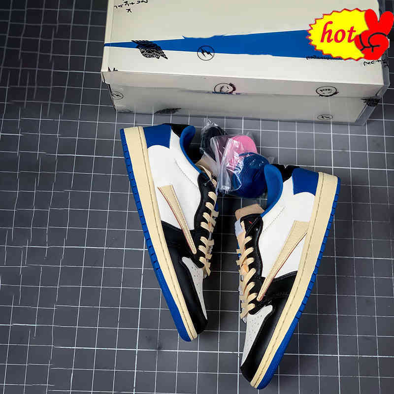 

Shoes Travis Scotts x Fragment Design Og 1s Low Mens Basketball Luxury Designer Jumpman 1 Military Blue Womens Running Sports Sneakers