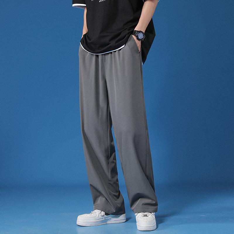

Men's Pants Summer Korean Straight Loose Lightweight Refreshing Men's Breathable Solid Color Trousers 4XL 5XLMen's, Black