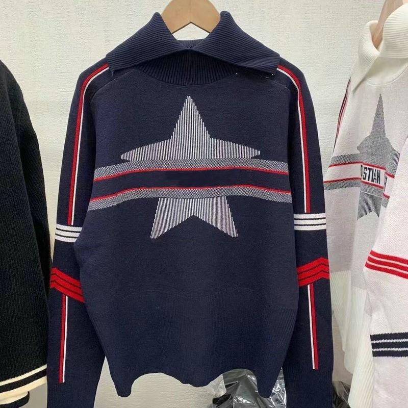 

Women' Sweaters Design High Quality Women Fashion Knit T-shirts Letter Pattern Ski Suit Motorcycle Star Tops PulloverWomen, Blue