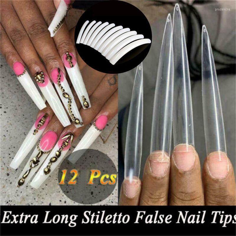 

False Nails Extra Long Nail Tips Press On XXL Full Cover DIY Salon Suppliers Acrylic Pointy Stiletto Fake Art Manicure Prud22