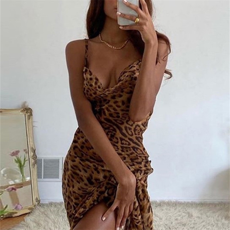 Julissa Mo Leopard Print V Neck Sexy Bodycon Long Dress Women Lace Up Backless Summer Dresses Female Straps Party Beach Vestidos 220611