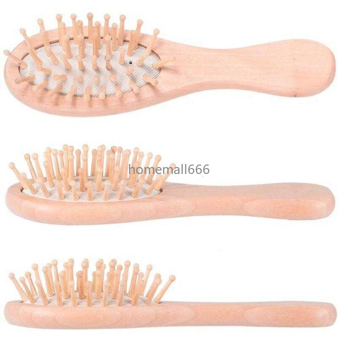 

Bamboo Bristles Detangling Wooden Hair Brush Wet or Dry Oval Hairbrush 16*4.5*3cm for Women Men AA