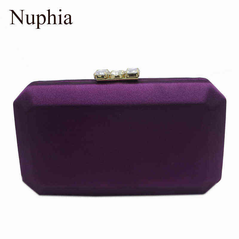 

Nuphia New Silk Satin Evening Box Clutches and Evening Bags Purple/Red/Pink/Green/Black T220727