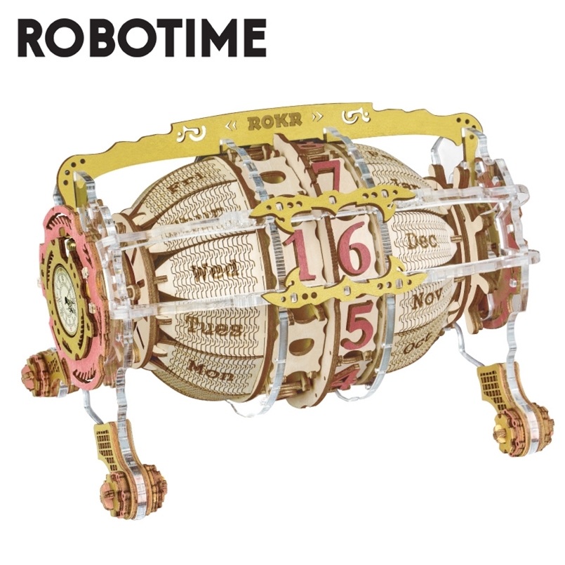

Robotime ROKR Time Engine 3D Wooden Model Building Block Kits DIY Assembly Toy Gift for Children Kids Adult LC801 220715, Time engine calendar