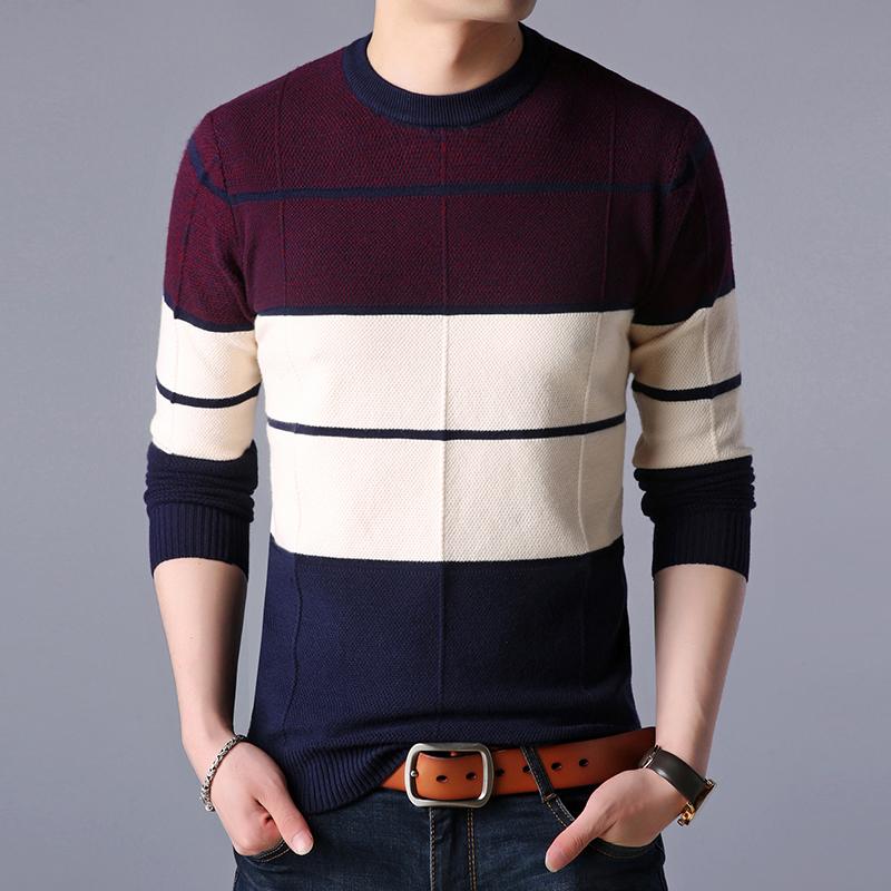 

Men's Sweaters Fashion Brand Sweater Men Pullover O-Neck Slim Fit Jumpers Knitwear Woolen Striped Winter Korean Style Casual ClothesMen's, Earth yellow
