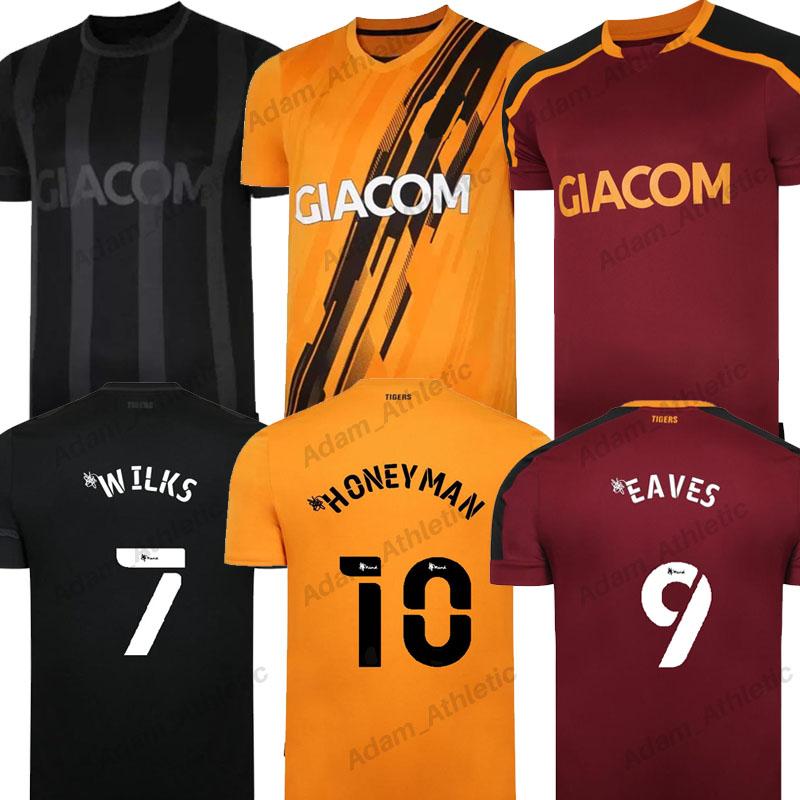 

HullCity soccer jerseys 2021/22 Amber Home black away jersey EAVES WILKS HONEYMAN football shirts ELDER HUDDLESTONE SMITH BERNARD shirt men kids kit top, 21-22 away+patches
