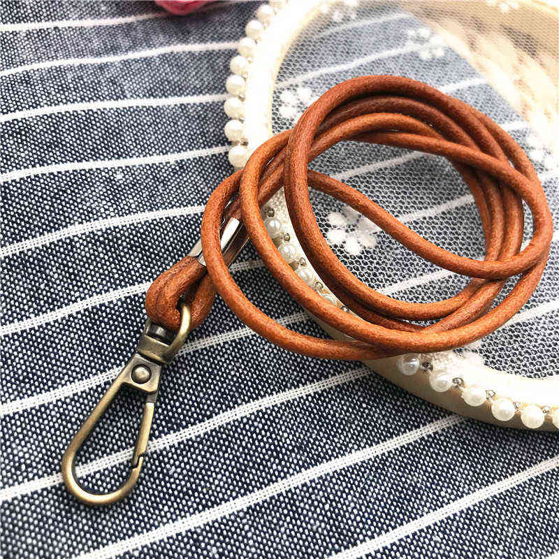 

Genuine Leather Lanyard Neck Strap For Mobile Phone Bag Keys ID Credit Work Card Holder Neck Lanyard Keychain Neckline Straps AA220318