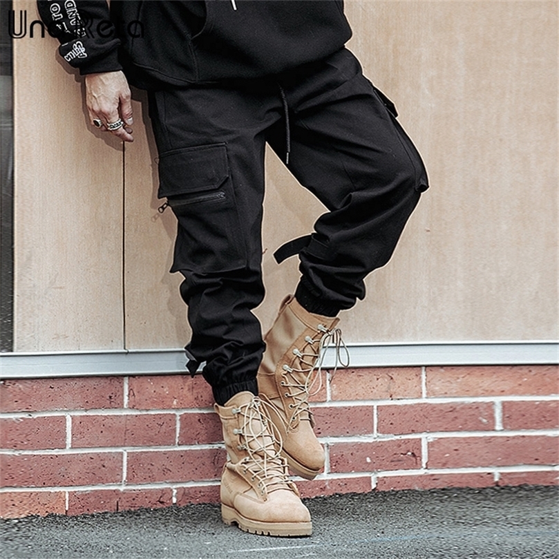 

Una Reta Men's Harem Pants Hip Hop Casual Male Tatical Joggers Trousers Fashion Streetwear Side Pockets Cargo Pants 201130, Army green