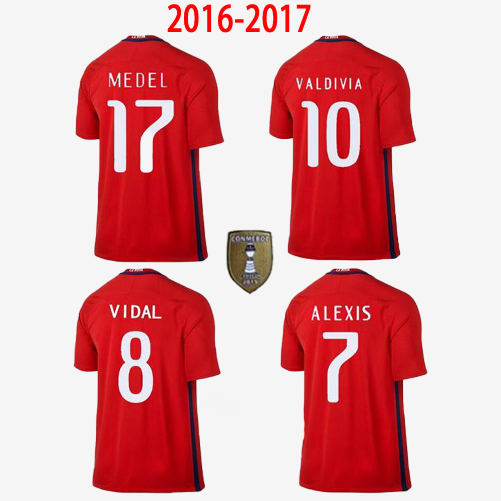 

2016 2017 retro chile soccer jersey 16 17 home red vintage football shirts classic Uniform ALEXIS VIDAL JARA MEDEL VALDIVIA H.SUAZO VARGAS LINE top quality S-2XL, 2016/17