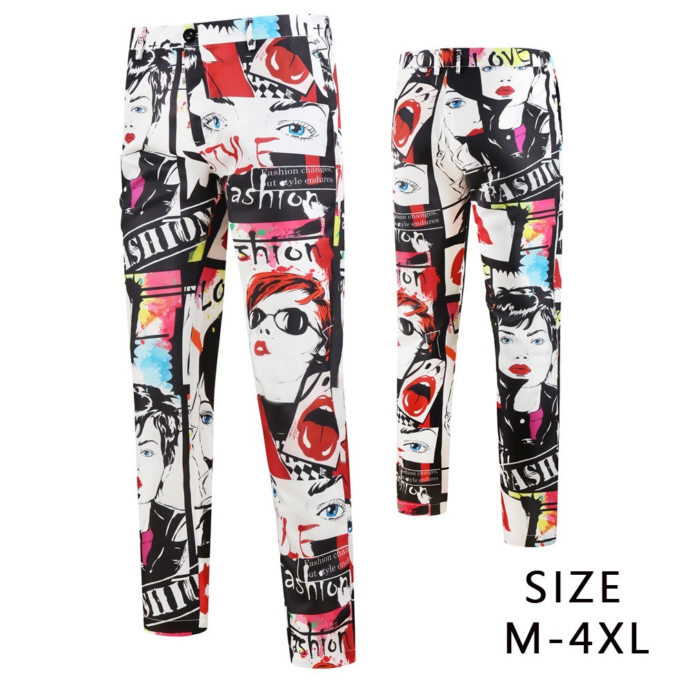 

Men's Pants casual trousers printed Pop Art Print Pants i2D9#, Black