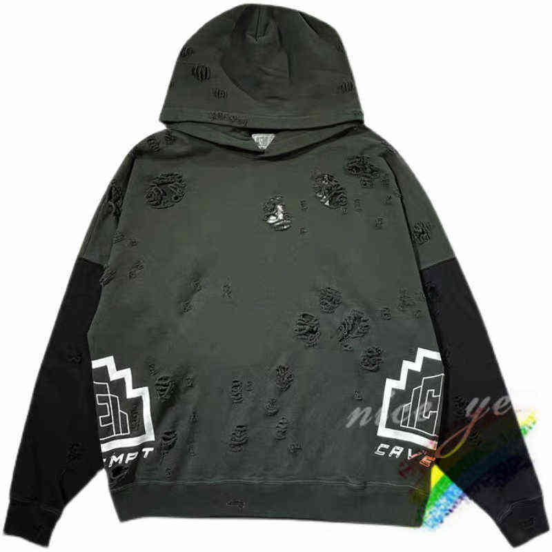 

Vintage Hole Wormhole Worn Cavempt Ce Hoody Men Woman Best Quality Hoodie Sweatshirts Cav Empt Sweater T220721