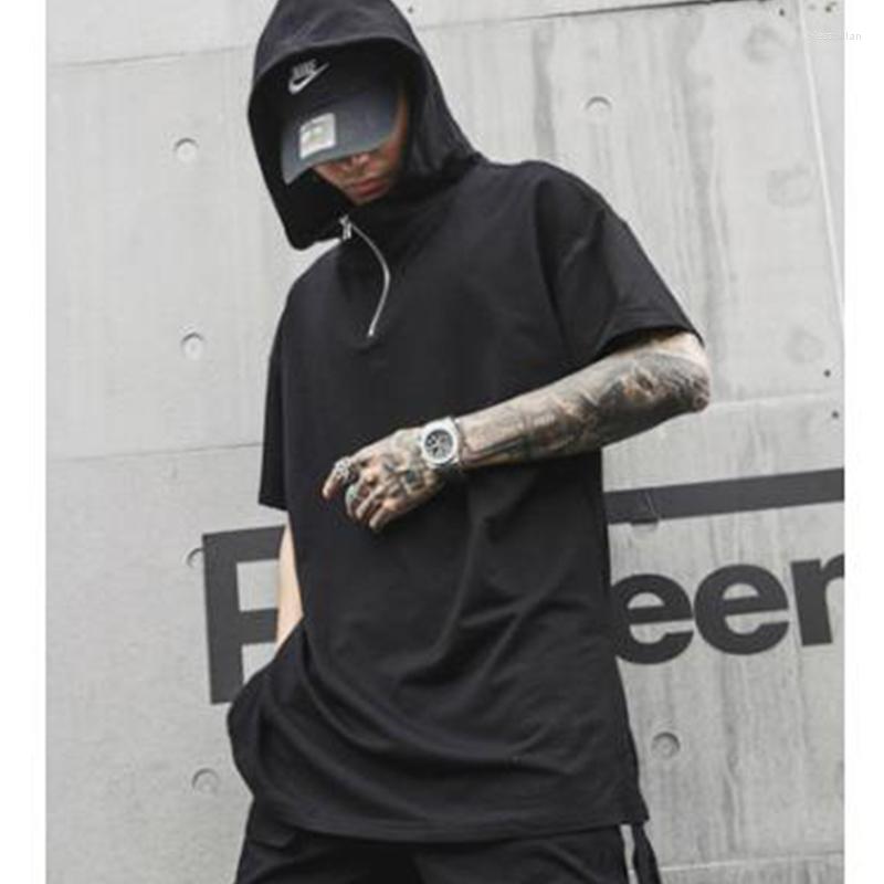 

Men's T-Shirts Men Fashion Casual Hooded T-shirt Male High Street Hip Hop Punk Tee Shirt Streetwear T ShirtMen's Bles22, Black
