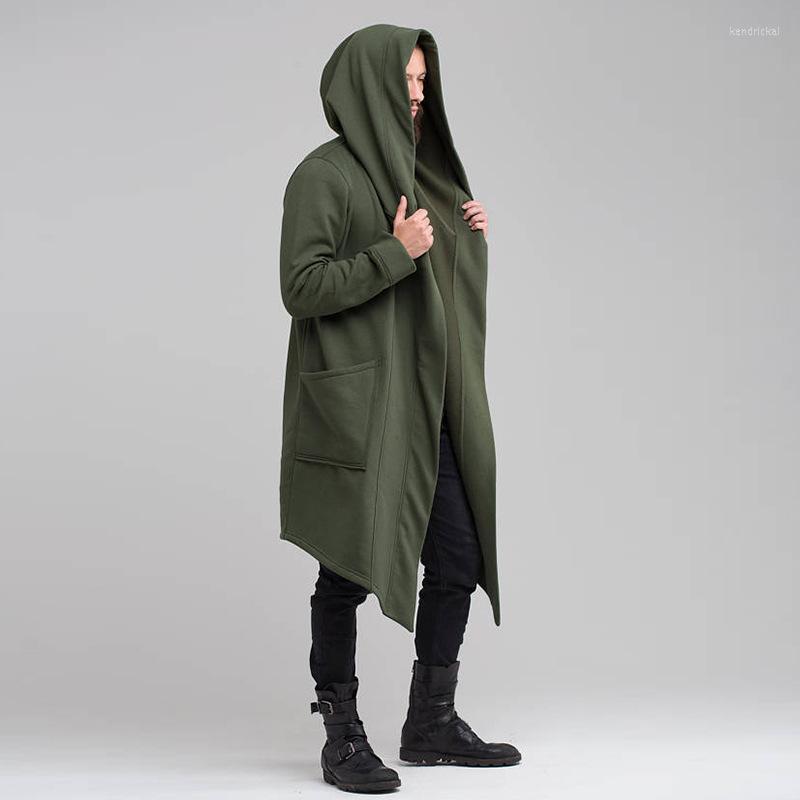 

Men' Wool & Blends Kalenmos Jacket Long Solid Color Loose Cardigan Cloak Coat Streetwear Fashion Hooded Sweater Mens Fall Clothing Kend22, Green