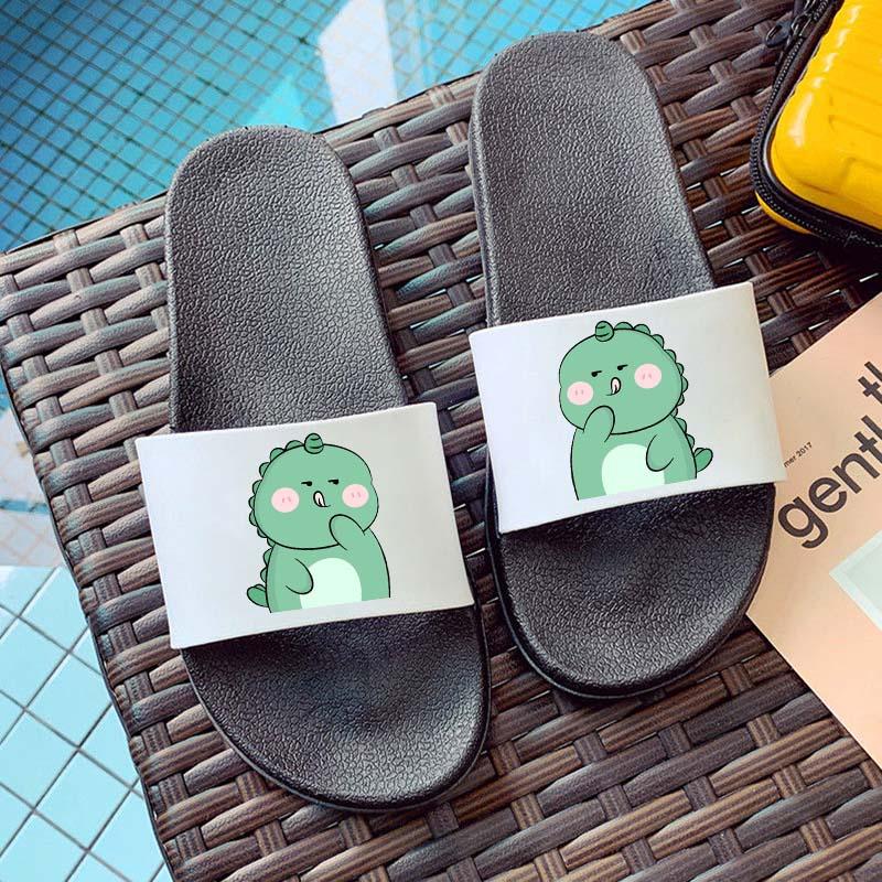 

Slippers Summer Slides Women Cartoon Dinosaurs Pattern Shoes Flip Flops Bathroom Indoor Beach Couple, Wsp487