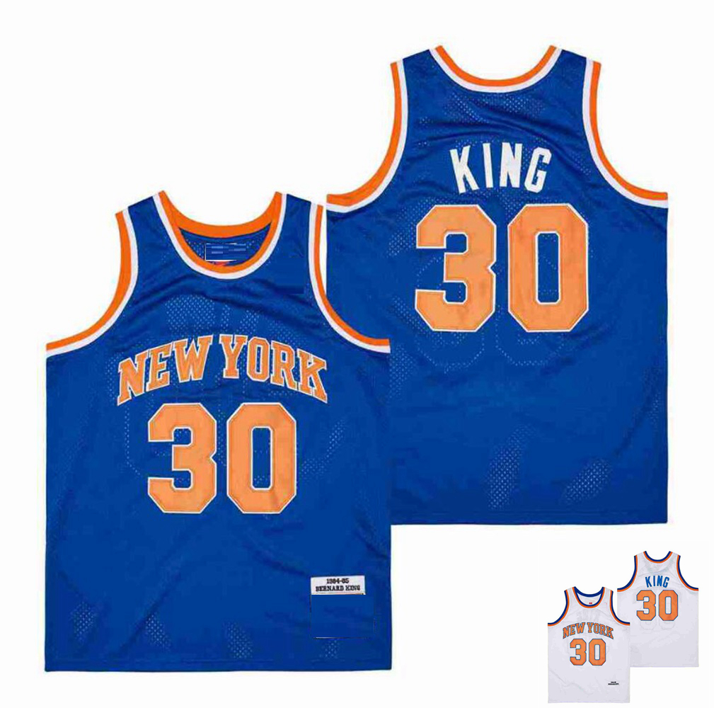 

Vintage 1984-85 Bernard King Basketball Jerseys Mens Blue #30 White Stitched Shirts S-XXL Mesh High Quality, White30