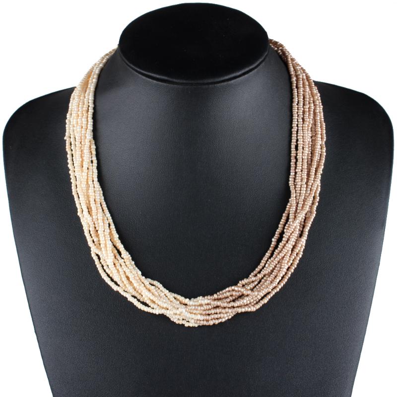 

Chokers Two Tones Bohemian Necklace Women Vintage Multi Layer Necklaces Small Bead Boho Jewelry Manual