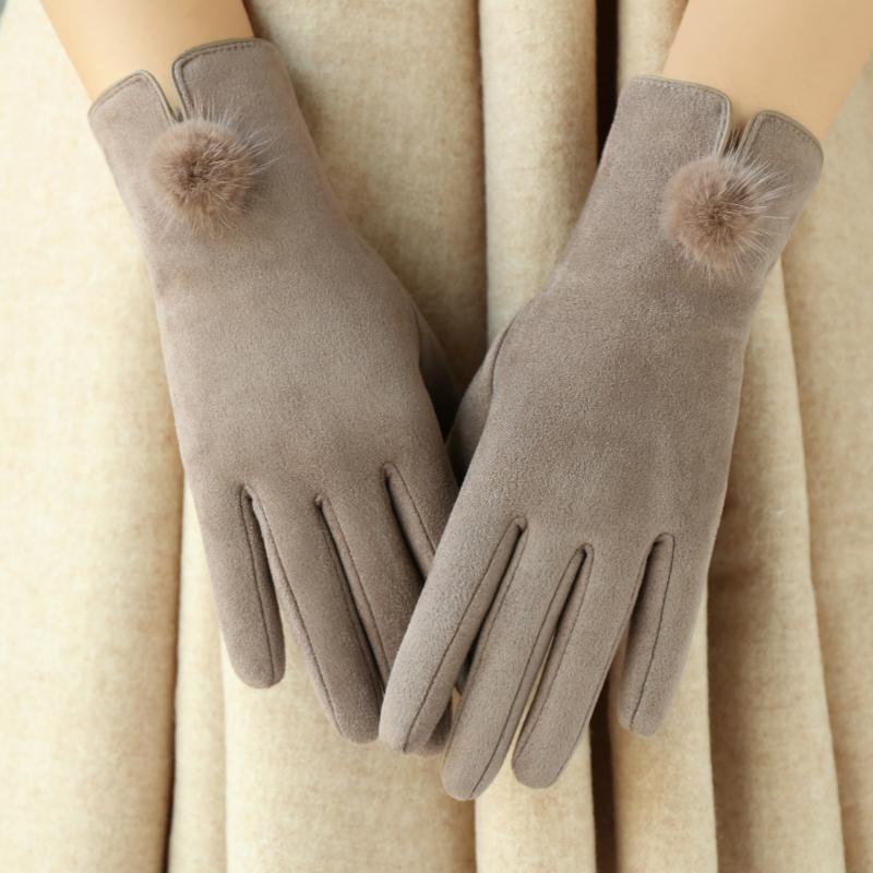 

Five Fingers Gloves 2022 Winter Woman Plus Velvet Padded Warm Touch Screen Outdoor Windproof Suede Thermal Cycling For The Cold Black