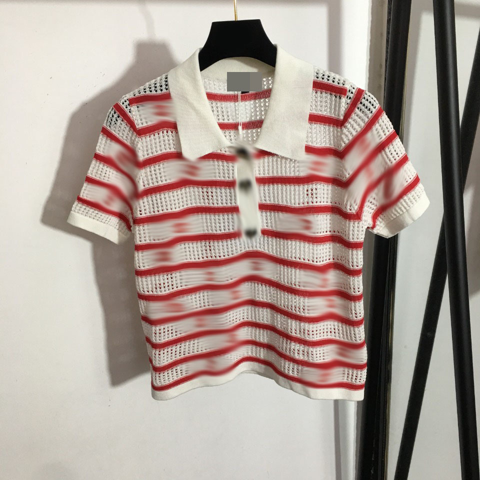 

323 2021 Brand Same Style Sweaters Short Sleeve Lapel Neck Pullover White Red Black Women Clothing Yl