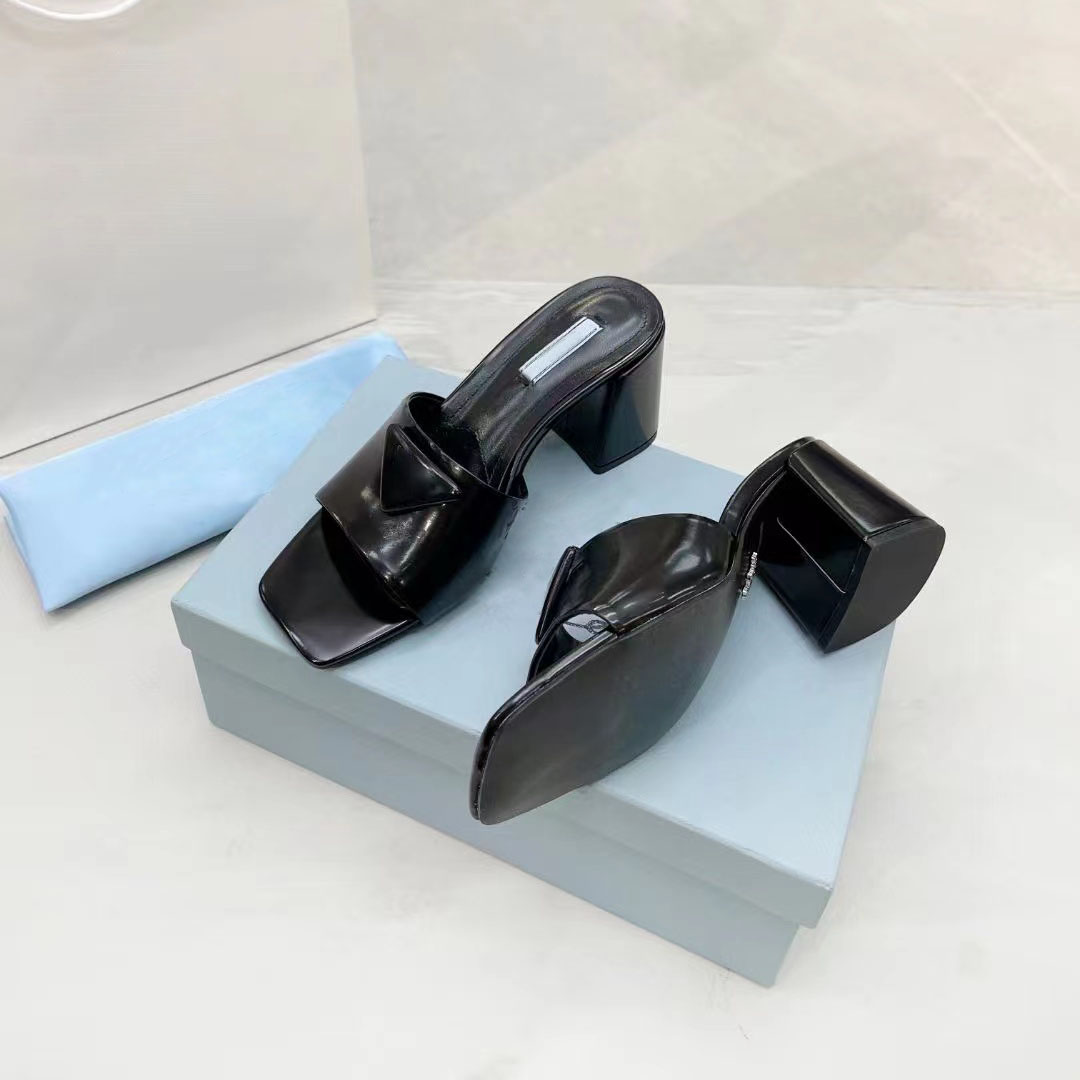 

with box women fashion slippers slides summer flat slipper trendy leather rubber sandal mens beach slide US 5-12, Black