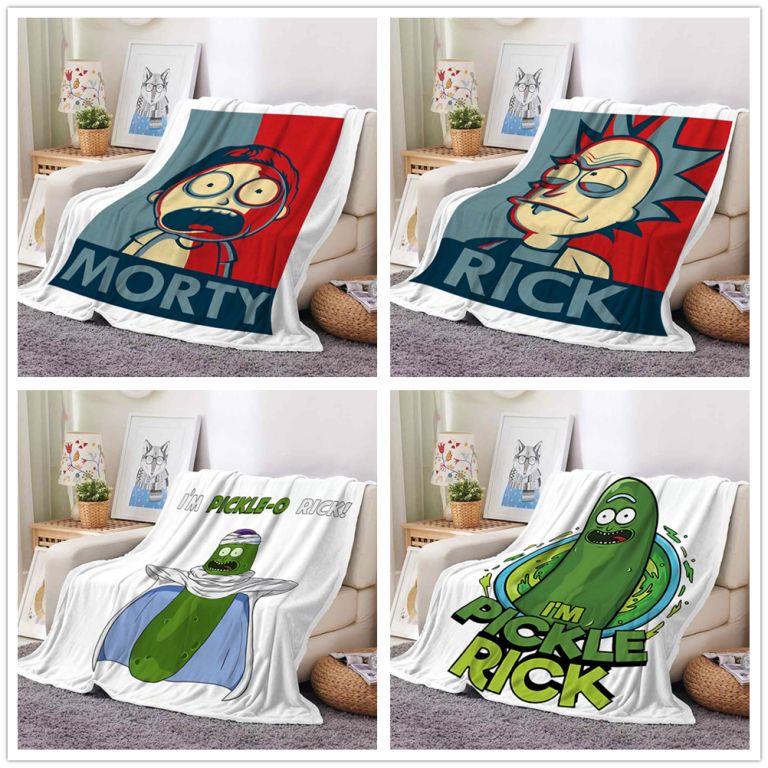 Adult Animation Rick and Morty cool 3D print blanket Household rectangle single layer flannel air conditioning cloak blanket-28-image-759744823