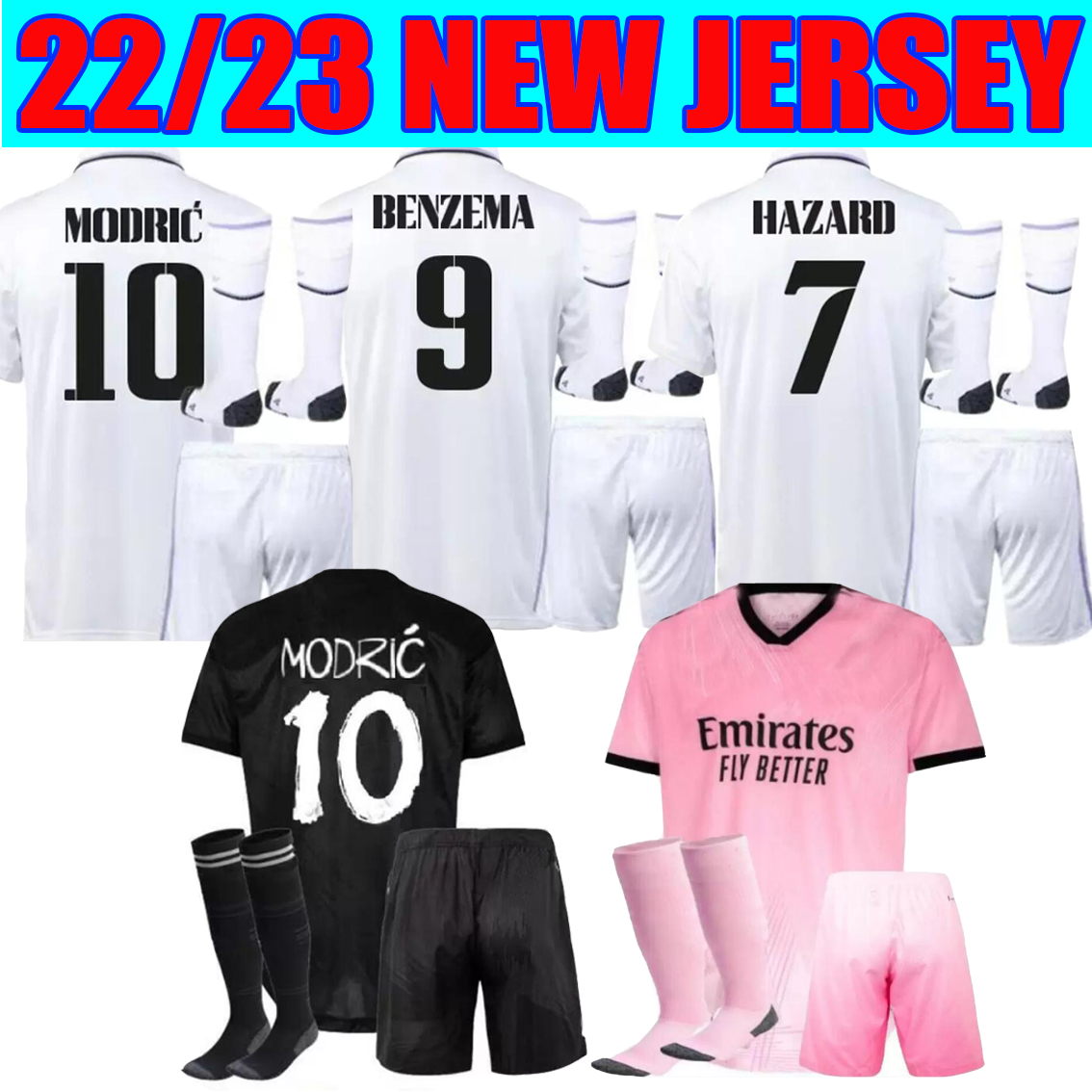 

120th BENZEMA 22 23 soccer jerseys football kit shirt adult VINI JR ALABA HAZARD ASENSIO MODRIC MARCELO VALVERDE rEAL mADRIds men kids sets Sets 2022 2023 uniforms, Y-3 pink