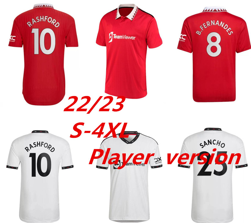 

S-4XL 22 23 Manchester SANCHO Soccer Jerseys VARANE BRUNO FERNANDES RASHFORD POGBA United Jersey Kids Man kit Football Shirt TELLES 2022 2023 fans player equipment 99, Blue