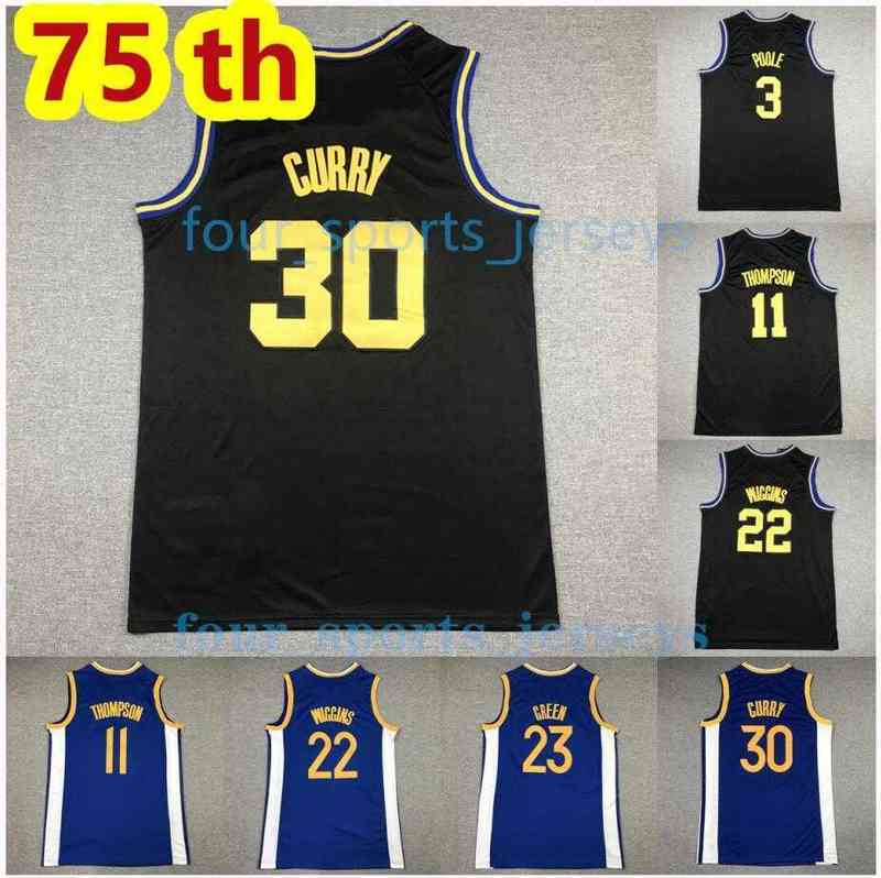 

New 75th 2022 Basketball Jerseys curry Thompson Andrew Stephen Wiggins Draymond Klay Green Poole, Picture (with a logo)