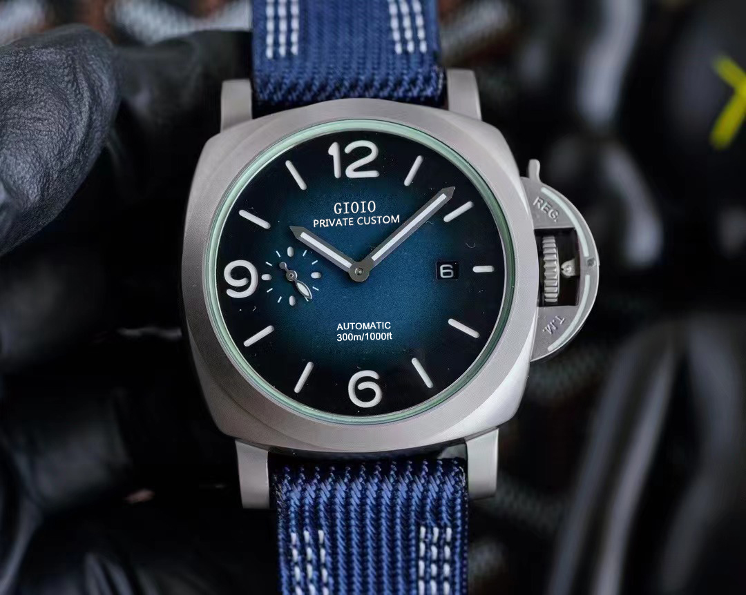 

44mm High Quality Mens Mechanical Automatic Watch Black Blue Green Stainless Steel Leather Rubber Advanced Luminous, Khaki