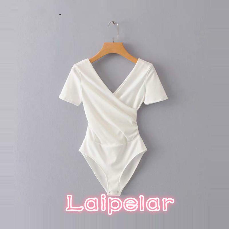 

Women' Two Piece Pants Sexy Bodysuit Women Slim White Black Jumpsuit For Short Sleeve Elastic Overalls Womens Beach Playsuit Female