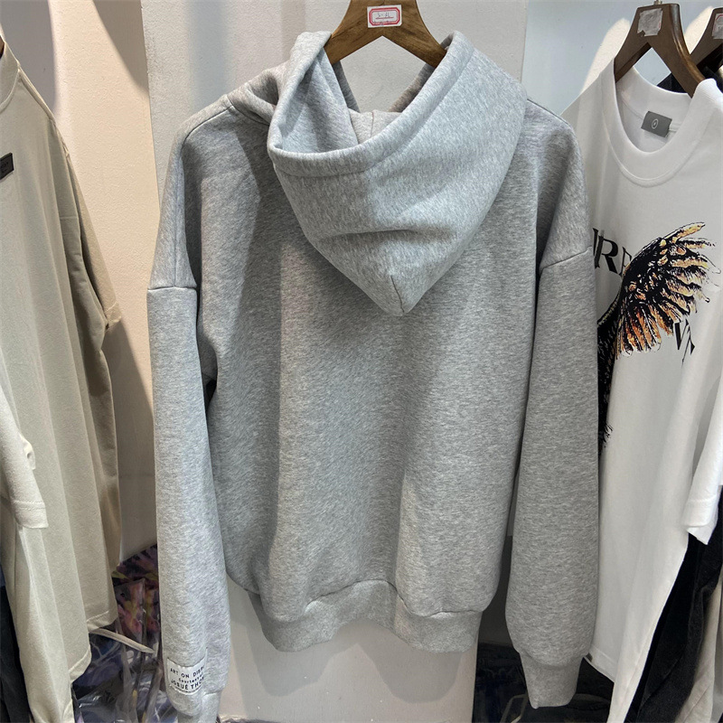 Vraies photos gris impression sweats hommes femmes surdimensionné à capuche 23ss