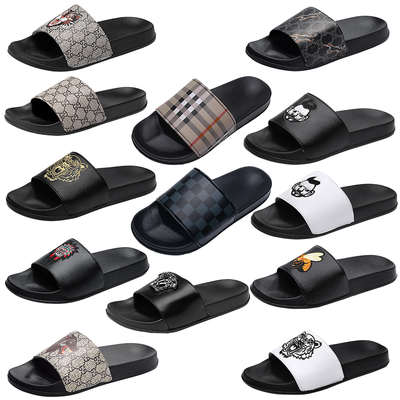 

Newest Luxury Brand Men Slides shoes Slippers Summer Sandals Beach Slide Flat Designer Classic G Grid pattern Print avatar flip flops sneakers size 39-46, 625 white