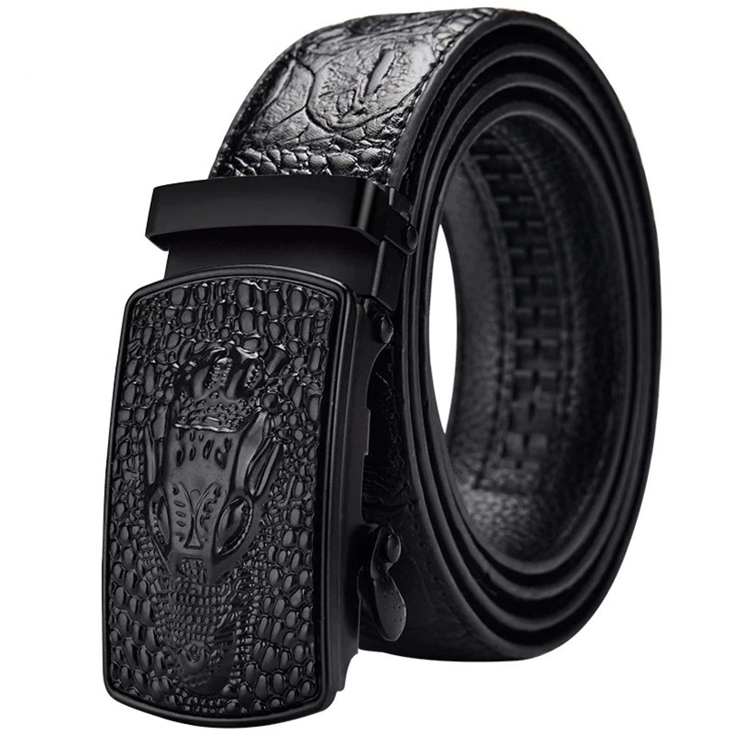

mens belt leather automatic buckle business casual Highquality pattern leather belt with automatic buckle 220811, Black