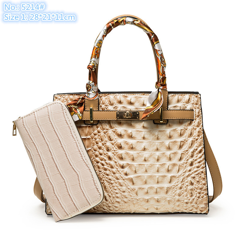 

Wholesale factory ladies shoulder bag fashion gradient leather handbags elegant retro crocodile handbag two-piece embossed mobile phone coin purse, Green11-5214#