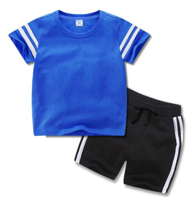 

High Quality Summer Crew Neck Clothing sets T-Shirt Kids Fashion Casual 2 Piece Activewear Outfit Set Brand LOGO Print, White 2