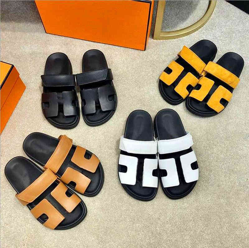 Original h Designer Slide Herme Slipper Fashion Women Sandals Slippers Classic Luxury Leather Rubber Velcro Blade Outdoor Flat Heel Heatshoes