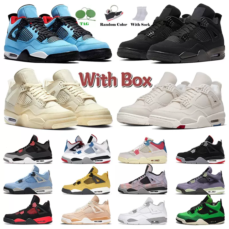 

Jumpman 4 With Box Canvas 4s Mens Womens Basketball Shoes Canyon Purple University Blue Unc Black Cat IV Cactus Jack White Oreo Toro Designer Sports Sneakers Trainers, Shoes (48)