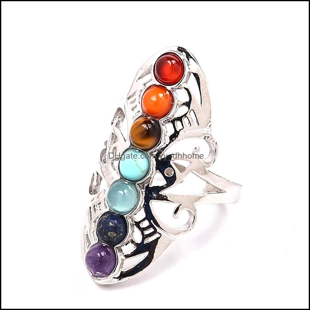 

Cluster Rings Reki Seven Chakra Ring Crystal Quartz Healing Point Stone Charms Opening For Women Men Drop Delivery 2021 Jewel Yydhhome Dhzje