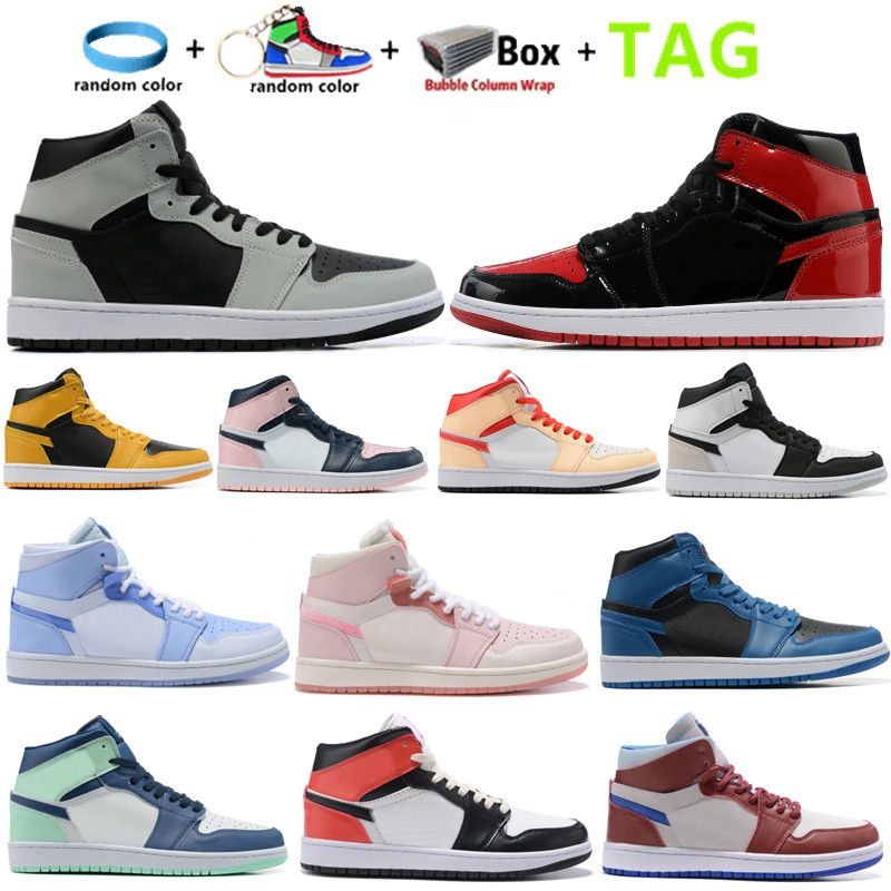 

New 1s High Quality Men Women Basketball Shoes 1 Light Smoke Gray Bordeaux Royal Satin Black Signal Blue Chicago Blue Mint Grey Pine Green Olive Aura Trainers Sneakers, Shoebox