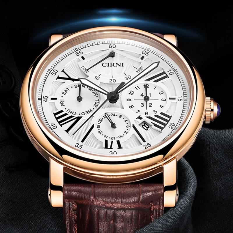 

Wristwatches Luxury Automatic Watch Men Business Mechanical 42mm Miyota 9100 Movement Sapphire Crystal Waterproof Watches CIRNIWristwatches, Rose gold-white