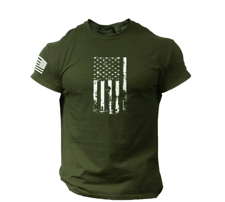 

Men's T-Shirts Printed T-shirt American Flag Round Neck Short-sleeved Men, Black