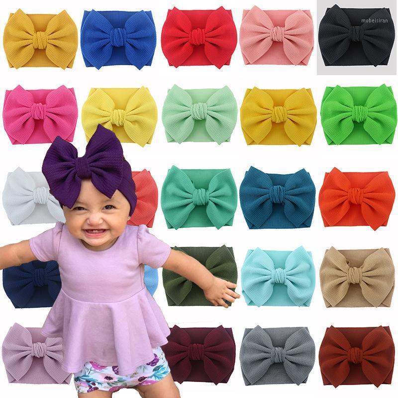 

Hair Accessories Large Bow Layer Headband For Girls Cute Baby Elastic Bands Solid Cotton Wide Head Turban Infant Born Headbands, 16
