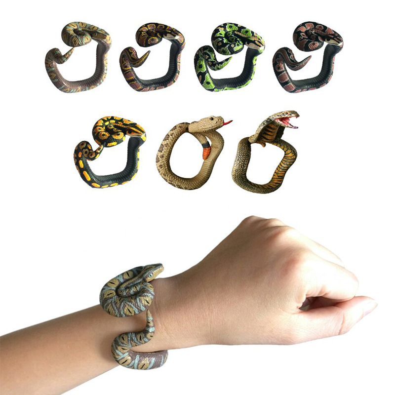 

Fake Snake Novelty Toys Simulation Snake Resin Bracelet Scary Rattlesnake Cobra Horror Funny Birthday Party Toy Joke Prank Gifts