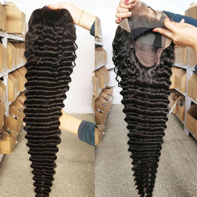 

180 Density Cuticle Aligned Virgin s Gluels Lace Frontal 40 Inch Deep Wave Hd Grade 12 A Very Long Human Hair Wig