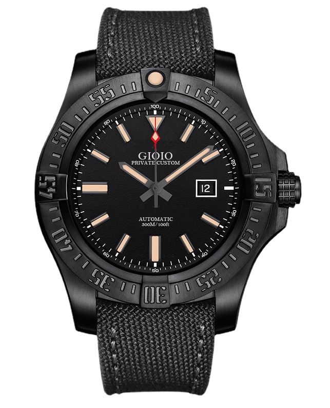 

Black Canvas Leather Rubber Automatic Mechanical Men Watch
