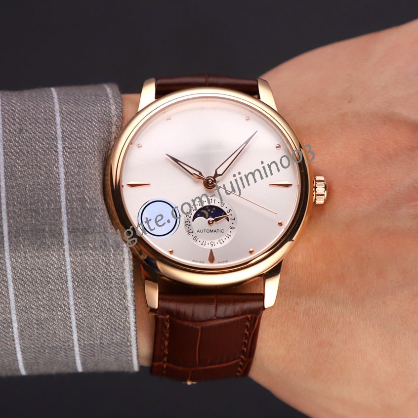 

3 colors New Classic moon phase RLX2824-3 Datejast Watch men Automatic Mechanical 40mm*10mm Waterproof Sapphire Glass Black Brown Leather Stainless Steel, White&silver