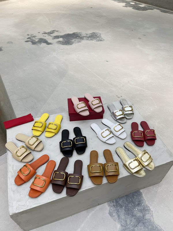 

Designer Women Sandals Slippers Outdoors Sexy Slide grainy cowhide Casual Sandal Top Quality Summer Luxury Fashion Ladies Beach Flat Flip Flops, #14