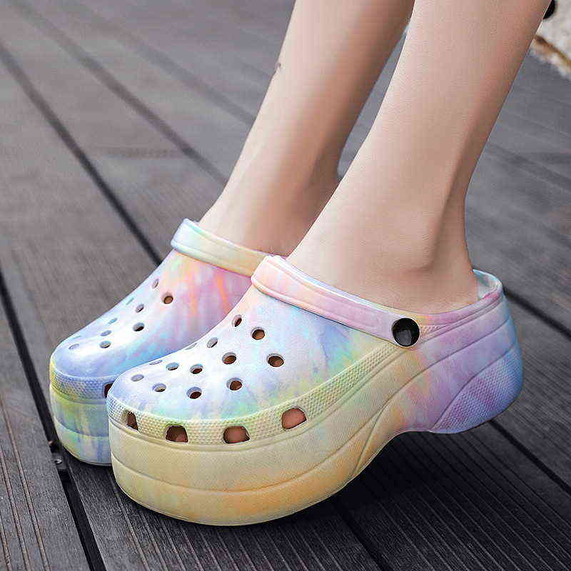

Sandals Zomer Nieuwe Vrouw Schoenen Gat Slippers Hoge Hak Sandalen Fashion Outdoor Strand Zapatos Mujer Slangenprint Hakken Voor Vrouwen 220412, White