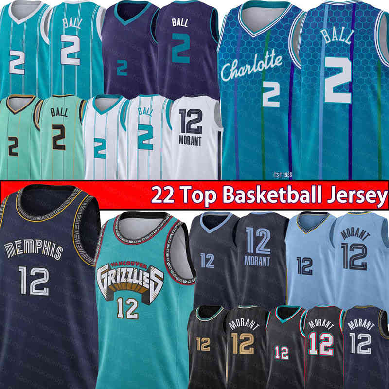 

12 Ja Morant 2022 City 2 LaMelo Ball Basketball Jersey Hi grizzly vancouver charlottes 75th Shirt Memphises Men grizzlies Jerseys, With logo